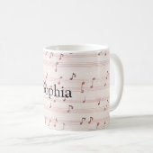 Mug Feuille de notes de musique rose (Devant droit)