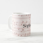 Mug Feuille de notes de musique rose (Devant gauche)