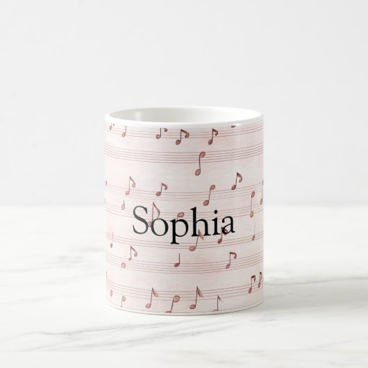 Mug Feuille de notes de musique rose (Centre)