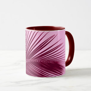 Mug Feuille de palme - bordeaux et rose