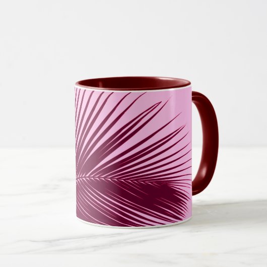 Mug Feuille de palme - bordeaux et rose (Devant droit)