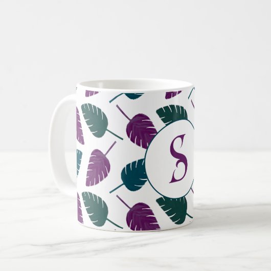 Mug Feuille de palme de banane tropicale initiale pers (Devant gauche)