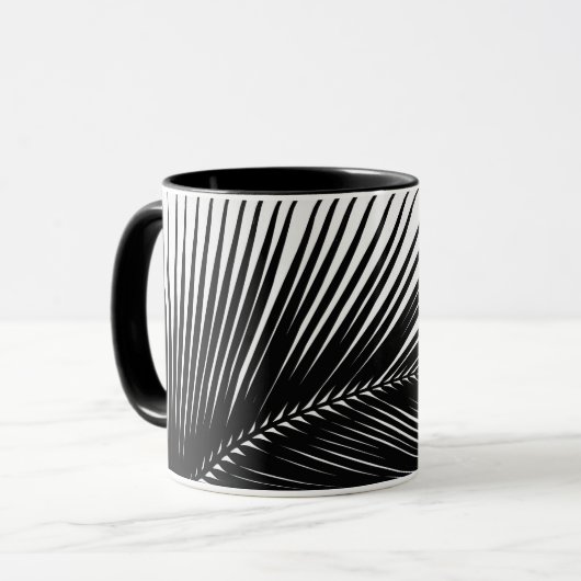 Mug Feuille de palme - noir et blanc (Devant gauche)