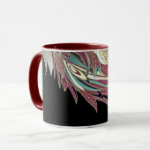 Mug Feuille de plume élégante abstraite noir sarcelle (Devant gauche)