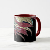 Mug Feuille de plume élégante abstraite noir sarcelle (Devant droit)