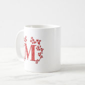 Mug Feuille de rouge de la lettre M de monogramme (Devant gauche)