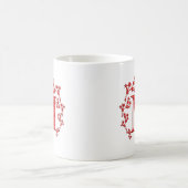 Mug Feuille de rouge de la lettre M de monogramme (Centre)