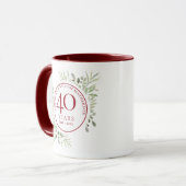 Mug Feuille de verdure aquarelle 40e anniversaire (Devant gauche)