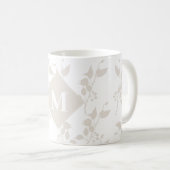 Mug Feuille décorative Botanique Beige Monogramme (Devant droit)