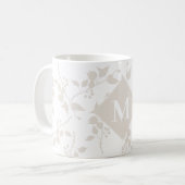 Mug Feuille décorative Botanique Beige Monogramme (Devant gauche)