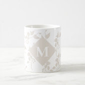 Mug Feuille décorative Botanique Beige Monogramme (Centre)