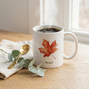 Mug feuille d'érable aquarelle automne bénie perso