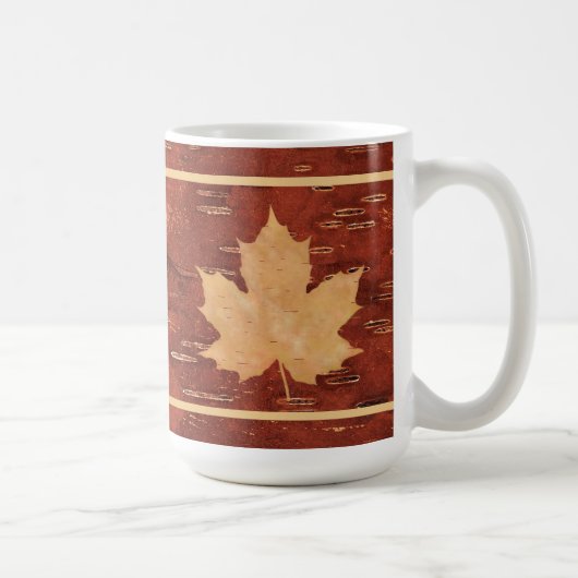Mug Feuille d'érable sur écorce de bouleau intérieur (Droite)