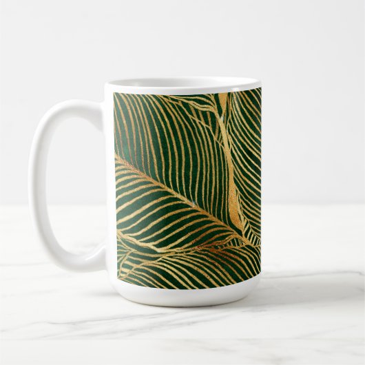 Mug Feuille d'or Forêt verte Élégant Motif (Gauche)