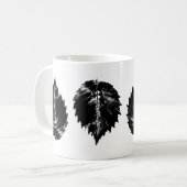 Mug Feuille d'orme noire et blanche (Devant gauche)