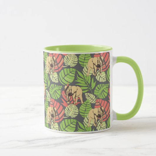 Mug Feuille et éléphants exotiques de jungle (Droite)