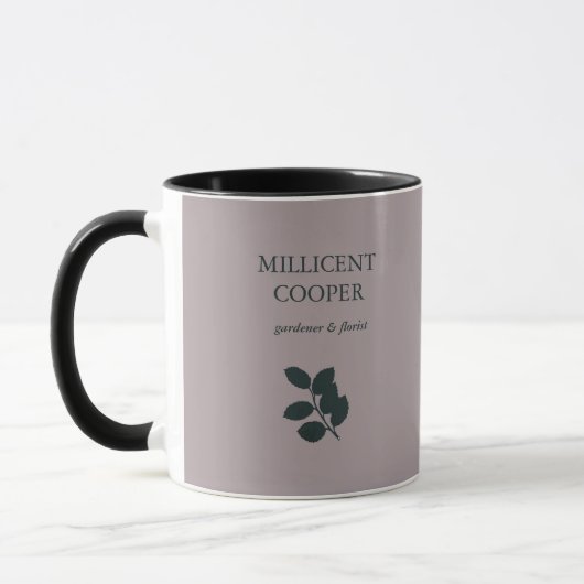 Mug Feuille gris foncé silhouette violet (Gauche)