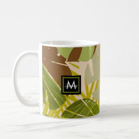 Mug Feuille marron de verdure de jungle dessinée à la (Gauche)