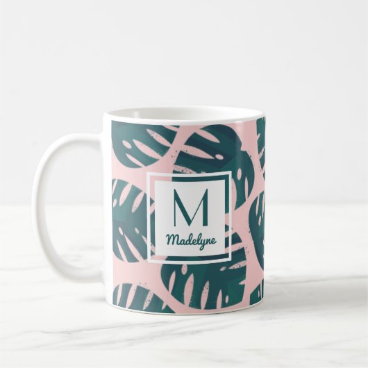 Mug Feuille Monstera Botanique Moderne Personnalisée (Gauche)