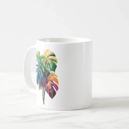 Mug feuille Monstera colorée (Devant gauche)