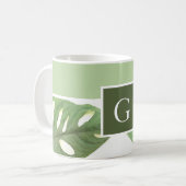 Mug Feuille Monstrera vert Monogramme (Devant gauche)