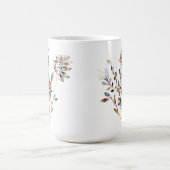 Mug Feuille Motif Blanc Elégant Aquarelle Floral (Centre)