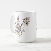 Mug Feuille Motif Blanc Elégant Aquarelle Floral (Devant gauche)