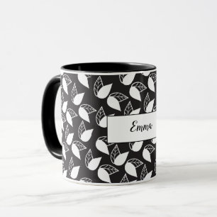 Mug Feuille noir et blanc personnalisé