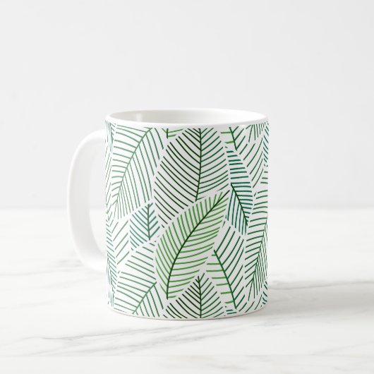 Mug Feuille squelette (blanc et vert) (Devant gauche)