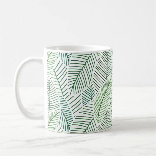 Mug Feuille squelette (blanc et vert) (Gauche)