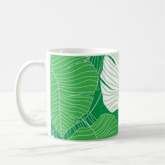 Mug feuille tropicale Abstraite, peinture artistique.