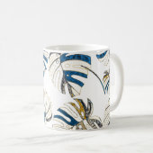 Mug Feuille tropicale colorée, motif moderne. (Devant droit)