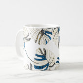 Mug Feuille tropicale colorée, motif moderne. (Devant gauche)