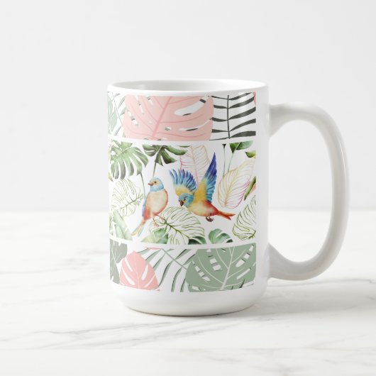 Mug Feuille tropicale et Motif d'oiseaux (Droite)