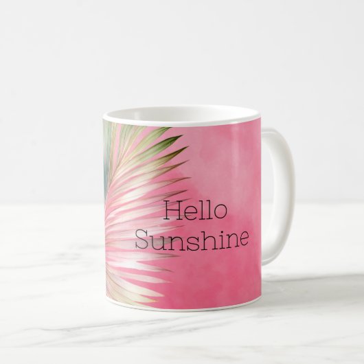 Mug Feuille tropicale verte rose (Devant droit)
