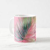 Mug Feuille tropicale verte rose (Devant gauche)