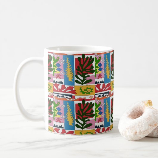 Mug Feuilles Abstraits, Style MAtisse (Avec donut)