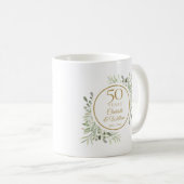 Mug Feuilles Aquarelle Douce 50e Anniversaire (Devant droit)