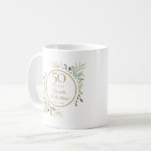 Mug Feuilles Aquarelle Douce 50e Anniversaire (Devant gauche)