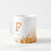 Mug Feuilles automnales Monogramme lettre F avec nom (Devant gauche)