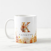 Mug Feuilles automnales Monogramme Lettre initiale K (Gauche)