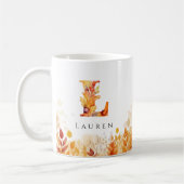 Mug Feuilles automnales Monogramme personnalisé Lettre (Gauche)
