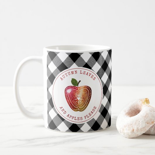 Mug Feuilles Automnes Et Pommes S'Il Vous Plaît Plaid (Avec donut)