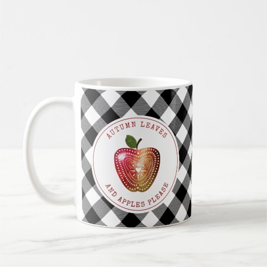 Mug Feuilles Automnes Et Pommes S'Il Vous Plaît Plaid (Gauche)