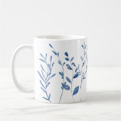 Mug Feuilles Bleu Aquarelle (Gauche)