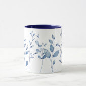 Mug Feuilles Bleu Aquarelle (Centre)