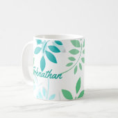 Mug Feuilles bleu vert (Devant gauche)