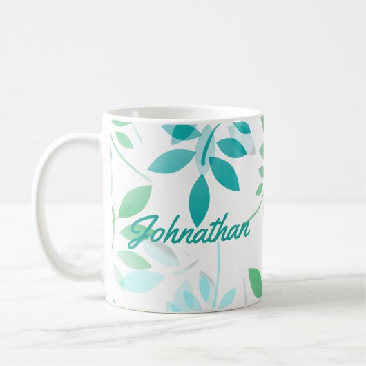 Mug Feuilles bleu vert (Gauche)