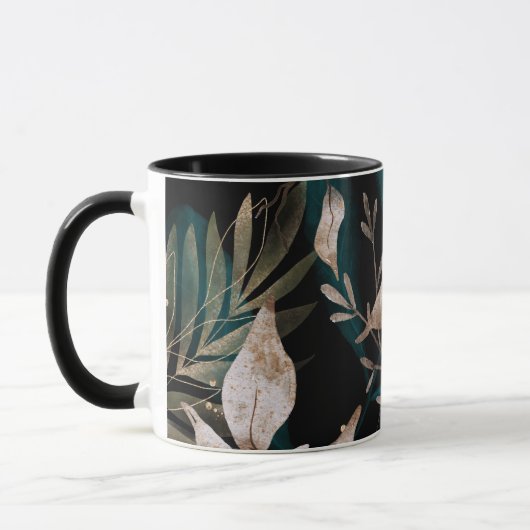 Mug Feuilles botaniques modernes foncés (Gauche)
