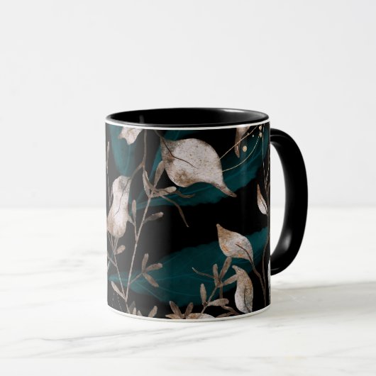 Mug Feuilles botaniques modernes foncés (Devant droit)